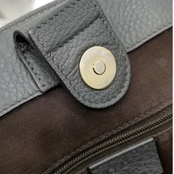 GUCCI Gray Leather Tote Large Bamboo Goldtone Double Strap - Picture 10 of 16